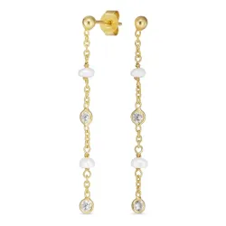 witte zirkoon ketting oorbellen in verguld zilver