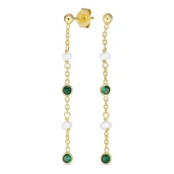 groen kristal ketting oorbellen in verguld zilver