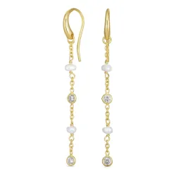 witte zirkoon ketting oorbellen in verguld sterlingzilver