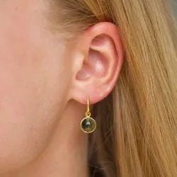 rond groen kristal oorbellen in verguld zilver - Loom Stones