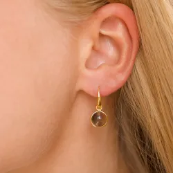 rond rookkleurige kwarts oorbellen in verguld zilver - Loom Stones