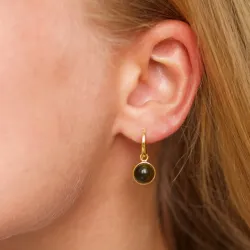 rond leger groen kristal oorbellen in verguld zilver - Loom Stones