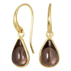 druppel rookkleurige kwarts oorbellen in verguld zilver - Loom Stones