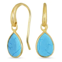 synthetisch turkoois oorbellen in verguld sterlingzilver - Loom Stones