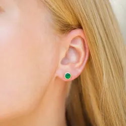 6,5 mm groen onyx oorsteker in verguld zilver - Loom Stones