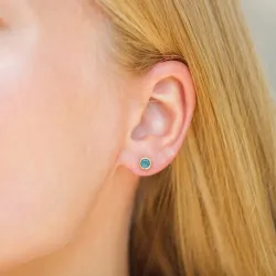 5 mm aquamarijn oorsteker in verguld zilver - Loom Stones