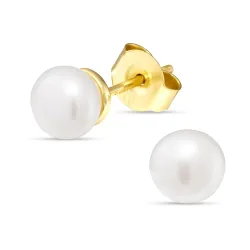 6 mm parel oorsteker in verguld zilver