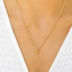 letter f hanger met ketting in verguld sterlingzilver - My Letter