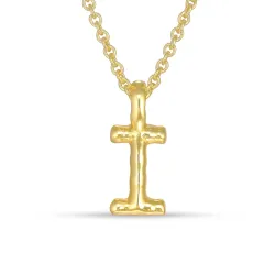 letter i hanger met ketting in verguld sterlingzilver