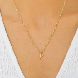 letter k hanger met ketting in verguld sterlingzilver - My Letter