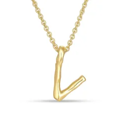 letter v hanger met ketting in verguld sterlingzilver