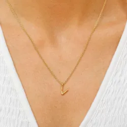letter v hanger met ketting in verguld sterlingzilver - My Letter