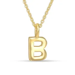letter b hanger met ketting in verguld sterlingzilver