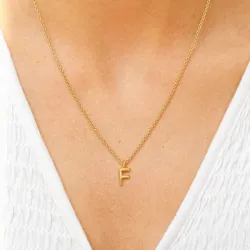 letter f hanger met ketting in verguld sterlingzilver - My Letter