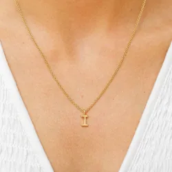 letter i hanger met ketting in verguld sterlingzilver - My Letter