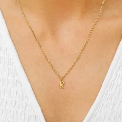 letter r hanger met ketting in verguld sterlingzilver - My Letter