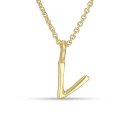 letter v hanger met ketting in verguld sterlingzilver - My Letter