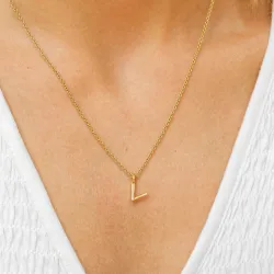 letter v hanger met ketting in verguld sterlingzilver - My Letter