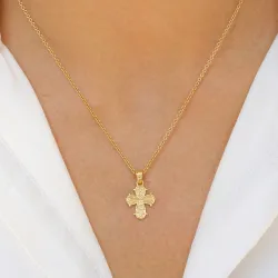 12,5 x 14,5 mm dagmarkruis hanger in verguld sterlingzilver - Amoré