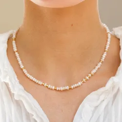 parel ketting in verguld sterlingzilver 40 + 5 cm x 3,5 mm