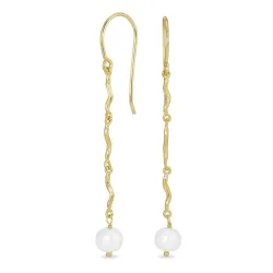 lange parel ketting oorbellen in verguld zilver