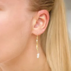 lange parel ketting oorbellen in verguld zilver