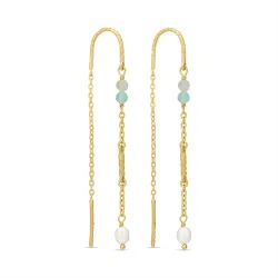 groen ketting oorbellen in verguld zilver - Loom Stones