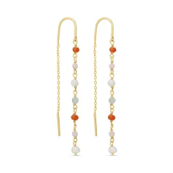 oranje ketting oorbellen in verguld zilver - Loom Stones