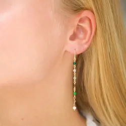groen ketting oorbellen in verguld sterlingzilver - Loom Stones