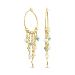 20 mm blauwe steen creool in verguld sterlingzilver - Loom Stones