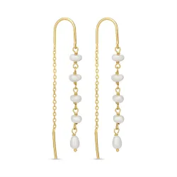 lange parel ketting oorbellen in verguld zilver