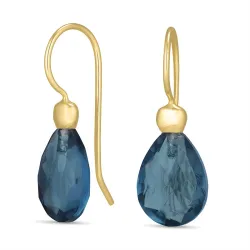 donkerblauw kristal oorbellen in verguld zilver - Loom Stones