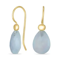 aquamarijn oorbellen in verguld zilver - Loom Stones