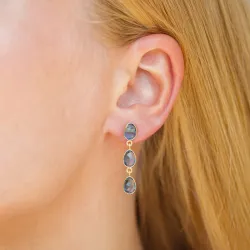 donkerblauw kristal oorbellen in verguld zilver