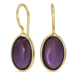 ovaal paarse amethist oorbellen in verguld zilver - Loom Stones