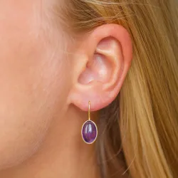 ovaal paarse amethist oorbellen in verguld zilver - Loom Stones