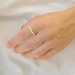 parel ring in verguld sterlingzilver