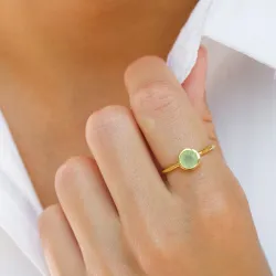 rond prehnite ring in verguld sterlingzilver - Loom Stones