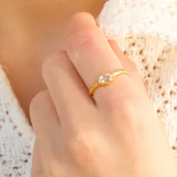 heldere kwarts ring in verguld sterlingzilver