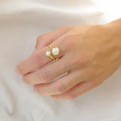 parel ring in verguld sterlingzilver