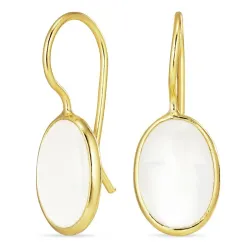 ovaal maansteen oorbellen in verguld zilver - Loom Stones