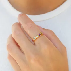 veelkleurig ring in verguld sterlingzilver