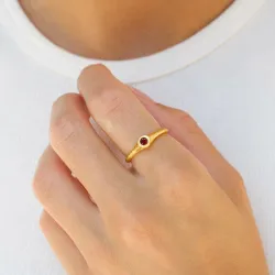 rode kristal ring in verguld sterlingzilver - Loom Stones