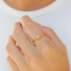 blauwe kristal ring in verguld sterlingzilver - Loom Stones