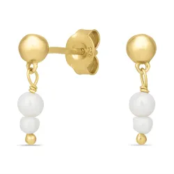 witte parel oorbellen in verguld zilver