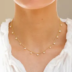 parel ketting in verguld sterlingzilver 38 + 5 cm x 4 mm