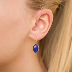 ovaal blaume jadesteen oorbellen in verguld zilver - Loom Stones