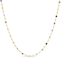 veelkleurig ketting in verguld sterlingzilver 38 + 5 cm x 2,8 mm  - Loom Stones
