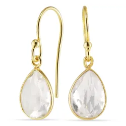 druppel heldere kwarts oorbellen in verguld zilver - Loom Stones
