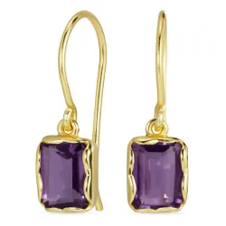 vierkant paarse amethist oorbellen in verguld sterlingzilver - Loom Stones